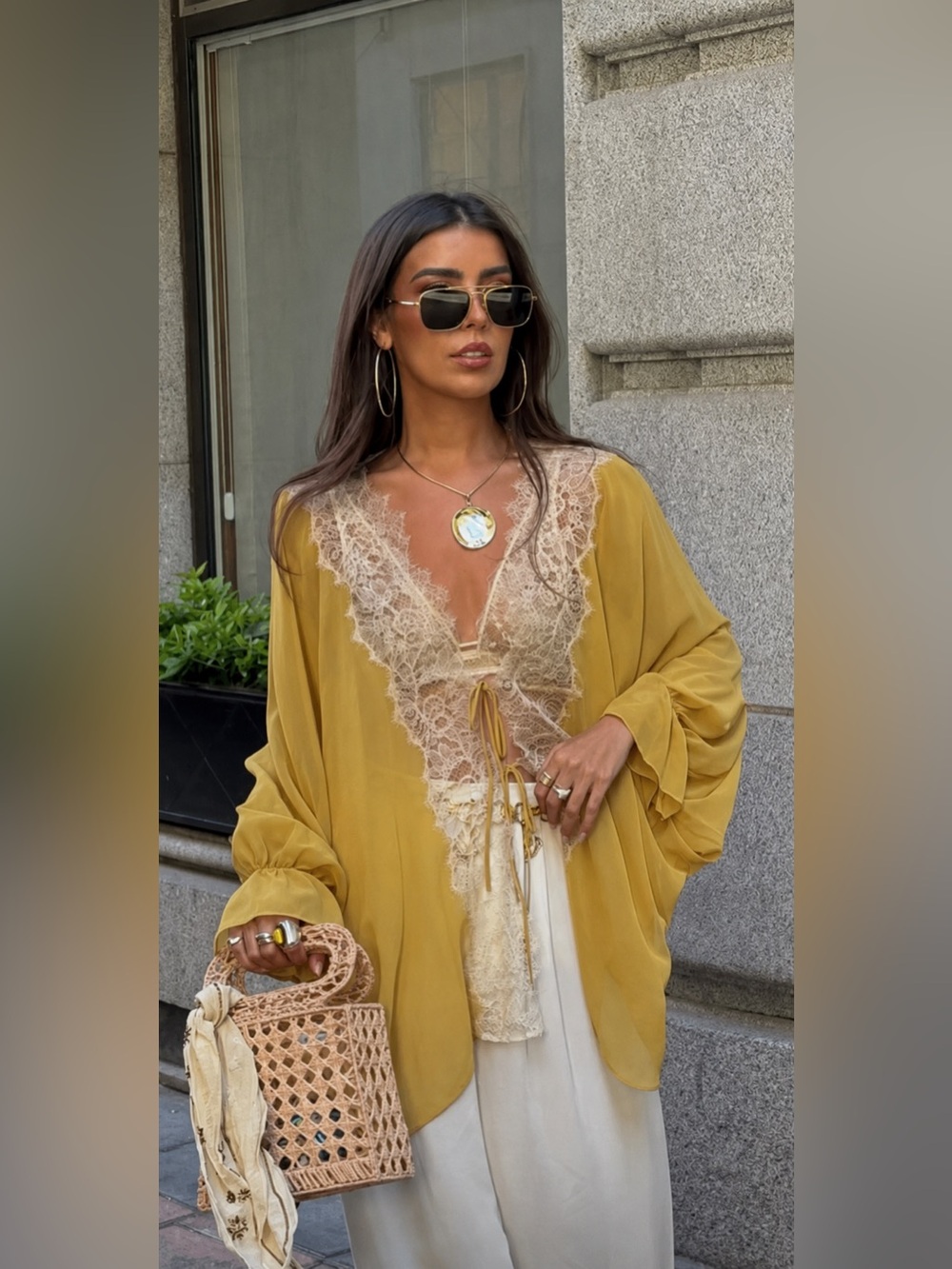 ZARA ZW COLLECTION COMBINATION LACE BLOUSE